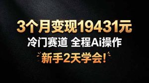 3个月变现19431元，冷门赛道 全程Ai操作，新手2天学会！-KJ分享