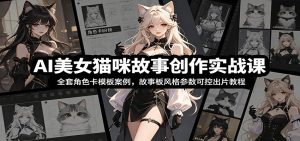 AI美女猫咪故事创作实战课:全套角色卡模板案例,故事板风格参数可控出片教程-KJ分享
