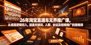 26年淘宝直通车无界推广课，从底层逻辑切入，涵盖关键词、人群、全站及视频推广的策略选择-KJ分享