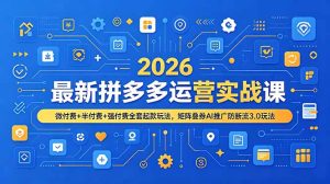 2026最新拼多多运营实战课,微付费+半付费+强付费全套起款玩法,矩阵叠券AI推广防断流3.0玩法-KJ分享