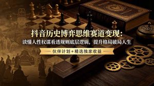 抖音历史博弈思维赛道变现:读懂人性权谋看透规则底层逻辑,提升格局破局人生,伙伴计划+精选独家收益-KJ分享