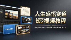 人生感悟赛道短视频教程，零基础轻松上手，AI文案剪辑全套实操可批量出片-KJ分享