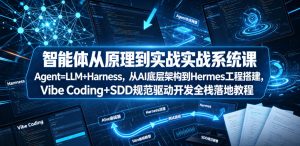 智能体从原理到实战系统课Agent=LLM+Harness,从AI底层架构到Hermes工程搭建,Vibe Coding+SDD规范驱动开发全栈落地教程-KJ分享