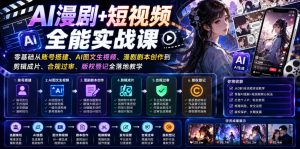 AI漫剧+短视频全能实战课|零基础从账号搭建、AI图文生视频、漫剧剧本创作到剪辑成片、合规过审、版权登记全落地教学-KJ分享