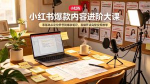 小红书爆款内容进阶大课，零基础从定位养号到爆款笔记，直播开店完整变现教学-KJ分享