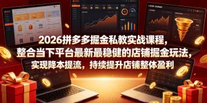 2026拼多多掘金私教实战课程，整合当下平台最新最稳健的店铺掘金玩法，实现降本提流，持续提升店铺整体盈利-KJ分享