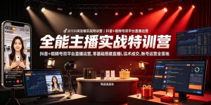 全能主播实战特训营｜抖音+视频号双平台直播运营，零基础搭建直播间、精准选品、话术成交、账号运营全落地-KJ分享
