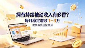 拥有持续被动收入有多香?做拼多多虚拟类目,每月稳定增收 1-3 万-KJ分享