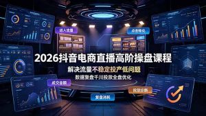 2026抖音电商直播高阶操盘课程,解决流量不稳定投产低问题,数据复盘千川投放全盘优化-KJ分享