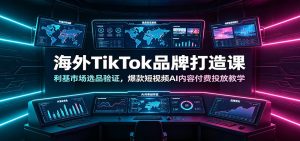 海外TikTok品牌打造课：利基市场选品验证，爆款短视频AI内容付费投放教学-KJ分享