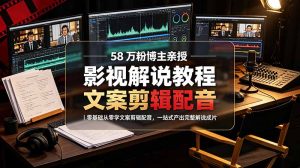 58 万粉博主荧幕春秋亲授影视解说教程|零基础从零学文案剪辑配音,一站式产出完整解说成片-KJ分享
