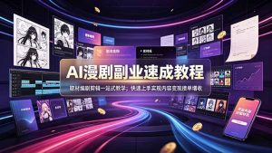 AI漫剧副业速成教程，取材编剧剪辑一站式教学；快速上手实现内容变现接单增收-KJ分享