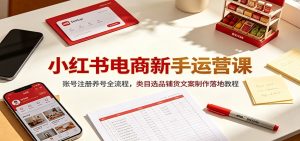 小红书电商新手运营课：账号注册养号全流程，类目选品铺货文案制作落地教程-KJ分享