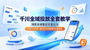 千川全域投放全套教学,独家全域叠投抢量玩法,搭配抖+投流,解决计划消耗慢不起量难题-KJ分享