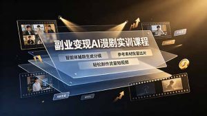 副业变现AI漫剧实训课程,智能体辅助生成分镜,参考素材批量出片,轻松制作流量短视频-KJ分享