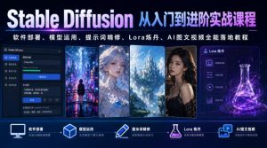 Stable Diffusion从入门到进阶实战课程｜软件部署、模型运用、提示词精修、Lora炼丹、AI图文视频全能落地教程-KJ分享