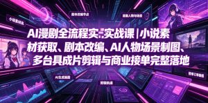 AI漫剧全流程实战课｜小说素材获取、剧本改编、AI人物场景制图、多工具成片剪辑、平台付费变现与商业接单完整落地-KJ分享