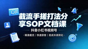 截流手搓打法分享SOP文档课，抖音小红书视频号丨精准截流，快速获客，低成本高转化-KJ分享