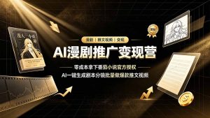 AI漫剧推广变现营,零成本拿下番茄小说官方授权,AI一键生成剧本分镜批量做爆款推文视频-KJ分享