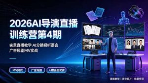 2026AI导演直播训练营第4期,实景直播教学AI分镜视听语言,广告短剧MV实战,解决人物画面崩坏痛点-KJ分享