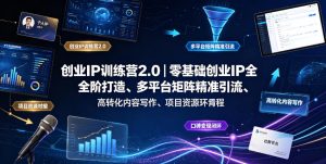 创业IP训练营2.0|零基础创业IP全阶打造、多平台矩阵精准引流、高转化内容写作、项目资源对接与口碑变现闭环课程-KJ分享