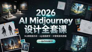 2026 AI Midjourney设计全套课,MJ参数提示词niji混图教学,IP建筑游戏原画一站式实战教学-KJ分享