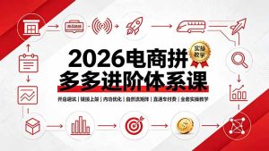2026电商拼多多进阶体系课,开店避坑,链接上架,内功优化,自然流矩阵|直通车付费|全套实操教学-KJ分享