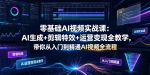 零基础AI视频实战课:AI生成+剪辑特效+运营变现全教学,带你从入门到精通AI视频全流程-KJ分享