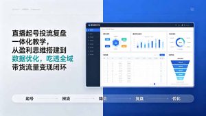 直播起号投流复盘一体化教学,从盈利思维搭建到数据优化,吃透全域带货流量变现闭环-KJ分享