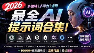 2026最全AI提示词合集！多领域多平台通用，涵盖AI绘画、电商主图、爆款文案，脚本创作等-KJ分享