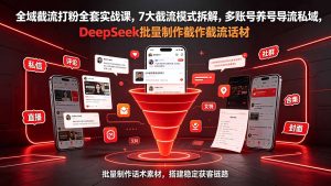 全域截流打粉全套实战课，7大截流模式拆解，多账号养号导流私域，DeepSeek批量制作截流话术素材-KJ分享