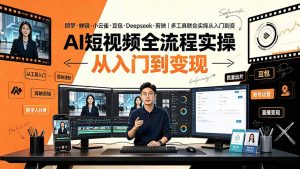 AI短视频全流程实操：即梦·蝉镜·小云雀·豆包·Deepseek·剪映｜多工具联合实操从入门到变现-KJ分享