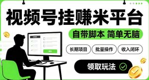 最新视频号挂G賺米平台,自带脚本,长期能做,简单无脑【揭秘】-KJ分享