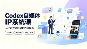 Codex自媒体IP系统课：IP诊断/热点抓取/IP蒸馏 Skill，爆款复刻数字人多平台自动发布教程-KJ分享
