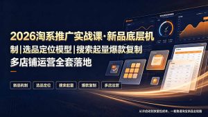 2026淘系推广实战课·新品底层机制|选品定位模型|搜索起量爆款复制多店铺运营全套落地教程-KJ分享