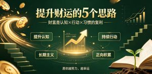 付费文章：提升财运的5个思路——财富是认知x行动x习惯的复利，愿你越努力，越幸运-KJ分享