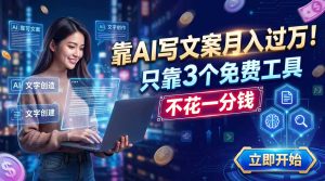 靠AI写文案月入过万,只靠3个免费工具,不花一分钱-KJ分享