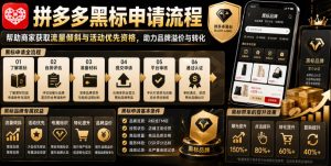 拼多多黑标申请流程，帮助商家获取流量倾斜与活动优先资格，助力品牌溢价与转化-KJ分享