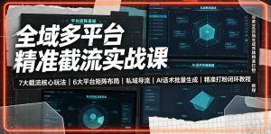 全域多平台精准截流实战课|7大截流核心玩法、6大平台矩阵布局、私域导流、AI话术批量生成、精准打粉闭环教程-KJ分享