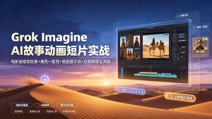 Grok Imagine AI故事动画短片实战:电影级视觉效果+角色一致性+高级提示词+后期剪辑全流程-KJ分享