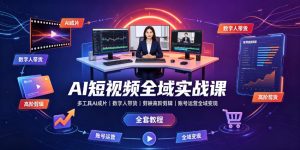 AI短视频全域实战课|多工具AI成片、数字人带货、剪映高阶剪辑、账号运营全域变现全套教程-KJ分享