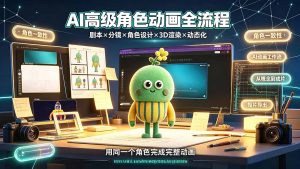 AI高级角色动画全流程:剧本×分镜×角色设计×3D渲染×动态化,从概念到成片一站式教学-KJ分享