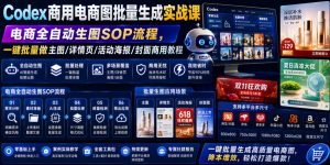 Codex商用电商图批量生成实战课｜电商全自动生图SOP流程，一键批量做主图/详情页/活动海报/封面商用教程-KJ分享