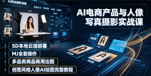 AI电商产品与人像写真摄影实战课|SD本地云端部署、MJ全套操作、多品类商品商用出图、创意风格人像AI绘图完整教程-KJ分享
