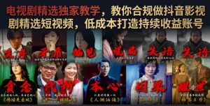 电视剧精选独家教学，教你合规做抖音影视剧精选短视频，低成本打造持续收益账号-KJ分享