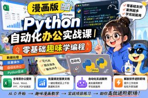 漫画版Python自动化办公实战课｜零基础趣味学编程，全场景办公提效、批量搞定报表文档、解放双手进阶职场-KJ分享