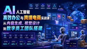 AI人工智能高效办公与跨境电商实战课：从内容生成、视觉设计到数字员工团队搭建-KJ分享