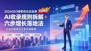 2026GEO搜索优化实战课:AI收录规则拆解|六步增长落地法|企业流量暴涨全套实操教程-KJ分享