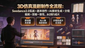 3D仿真漫剧制作全流程:Seedance2.0实战×剧本创作×AI素材生成×分镜视频×剪辑一致性,从0到1成片-KJ分享
