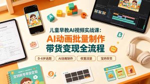 儿童早教AI视频实战课:0-6岁认知选题|AI动画批量制作|权重流量拉升|宝妈账号带货变现全流程-KJ分享